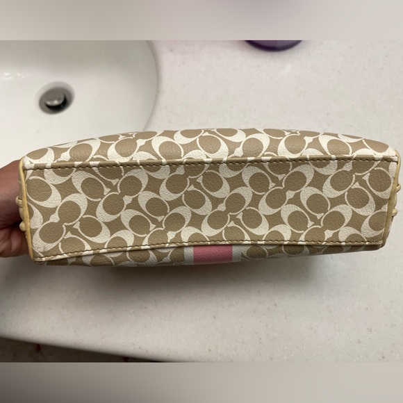 XX SOLD XX Large Coach toiletry/cosmetic bag beige & pink - Picture 3 of 7